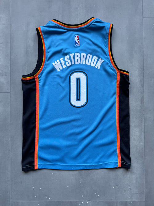 VINTAGE BOOTLEG NIKE NBA OKLAHOMA CITY THUNDER BLUE WESTBROOK JERSEY - XS
