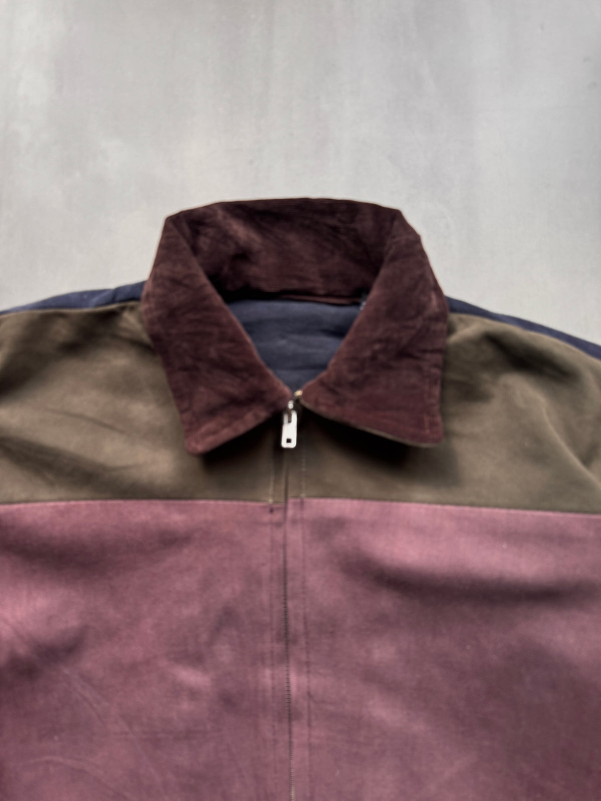 VINTAGE REWORKED COLORBLOCK TRUCKER JACKET - L