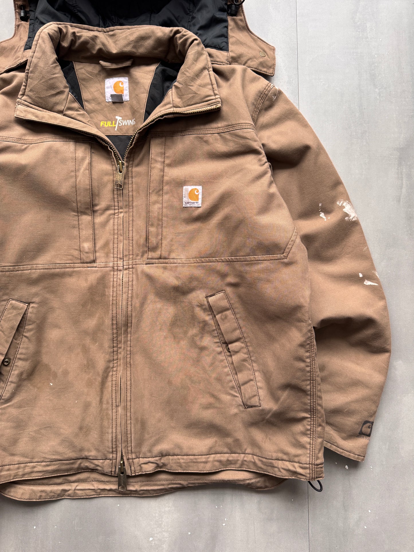 VINTAGE CARHARTT BROWN FULLSWING WORK JACKET - L