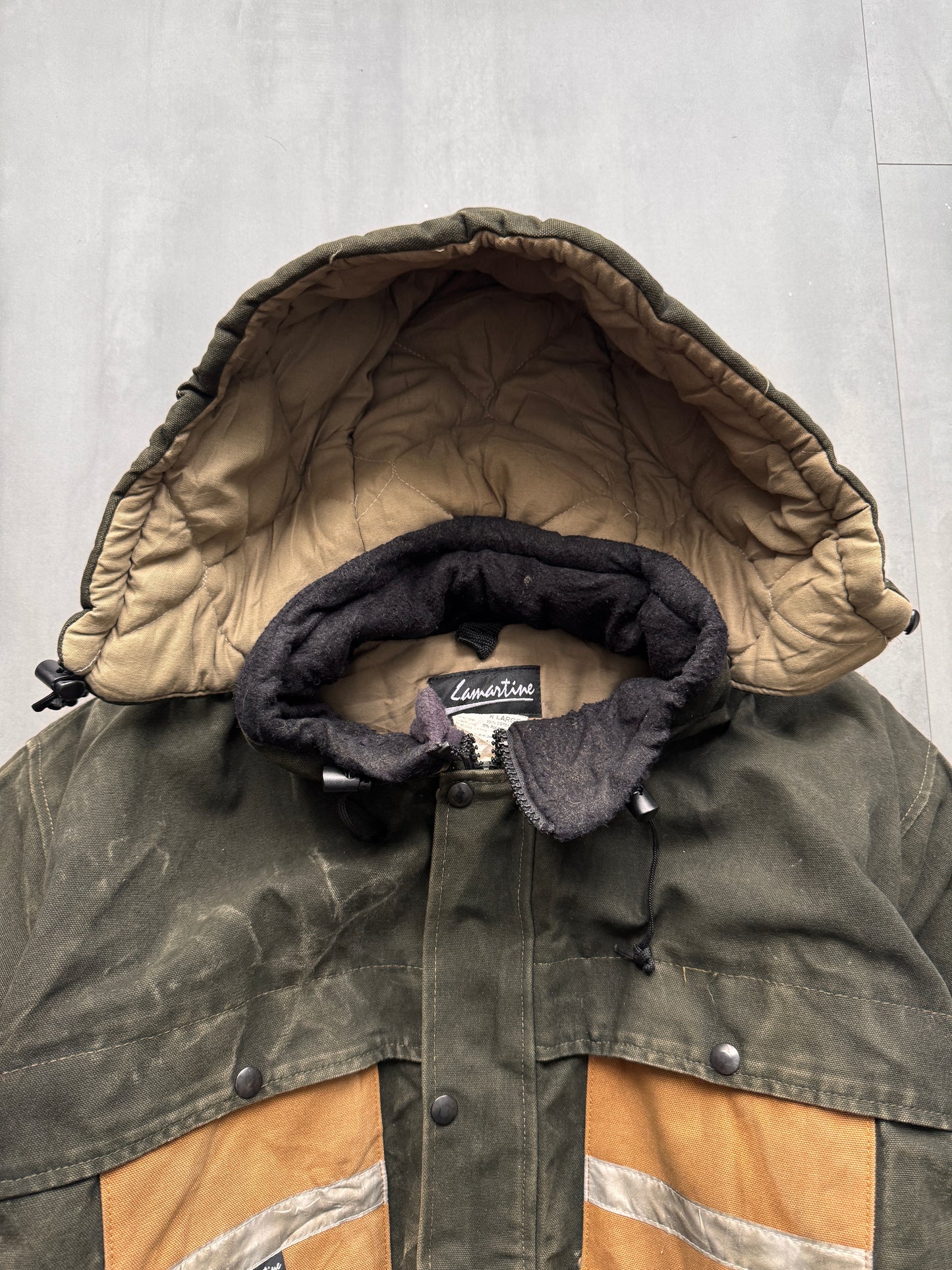 VINTAGE LAMARTINE FADED DARK GREEN HEAVY WORK JACKET - L