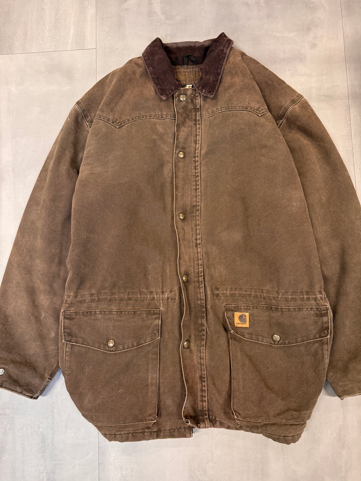 CARHARTT FADED BROWN TALL HUNTING JACKET - XXLARGE