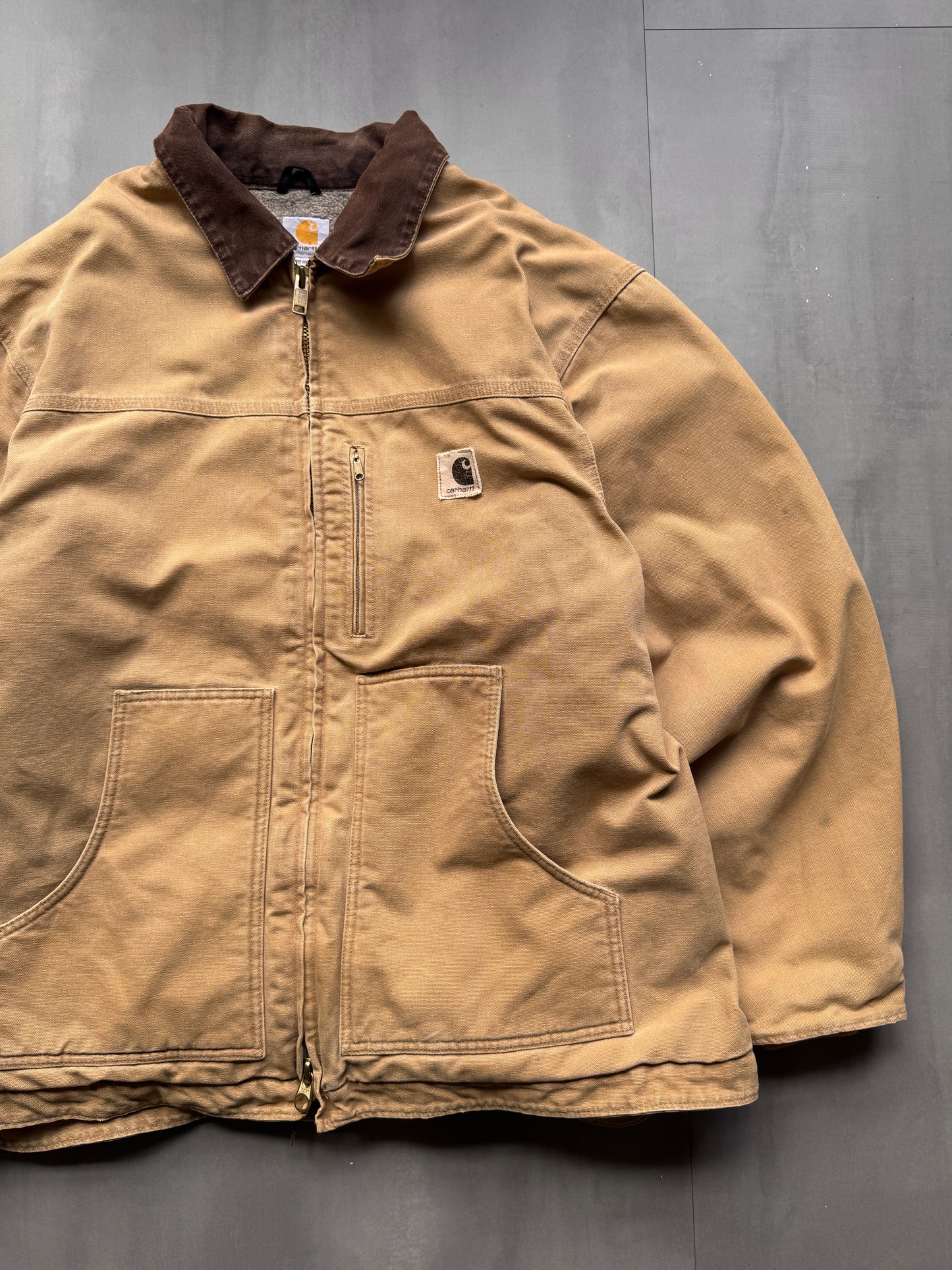 VINTAGE CARHARTT SHERPA LINED TAN ARCTIC JACKET - XXL