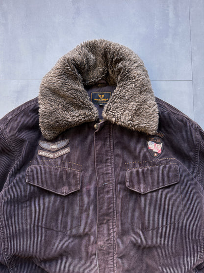 VINTAGE PALL MALL BROWN CORDUROY JACKET WITH SHERPA COLLAR - XLARGE