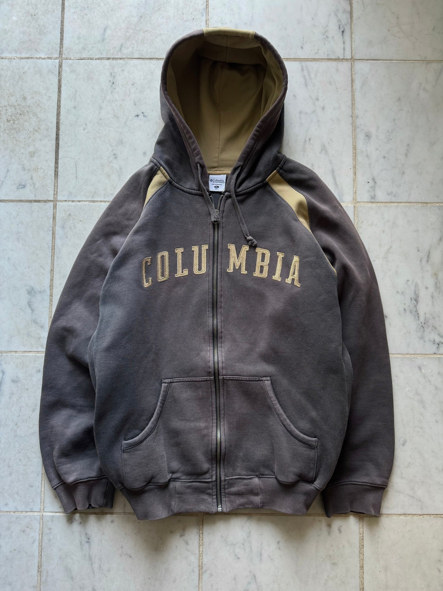 COLUMBIA BROWN/BEIGE ZIP UP HOODIE - XLARGE