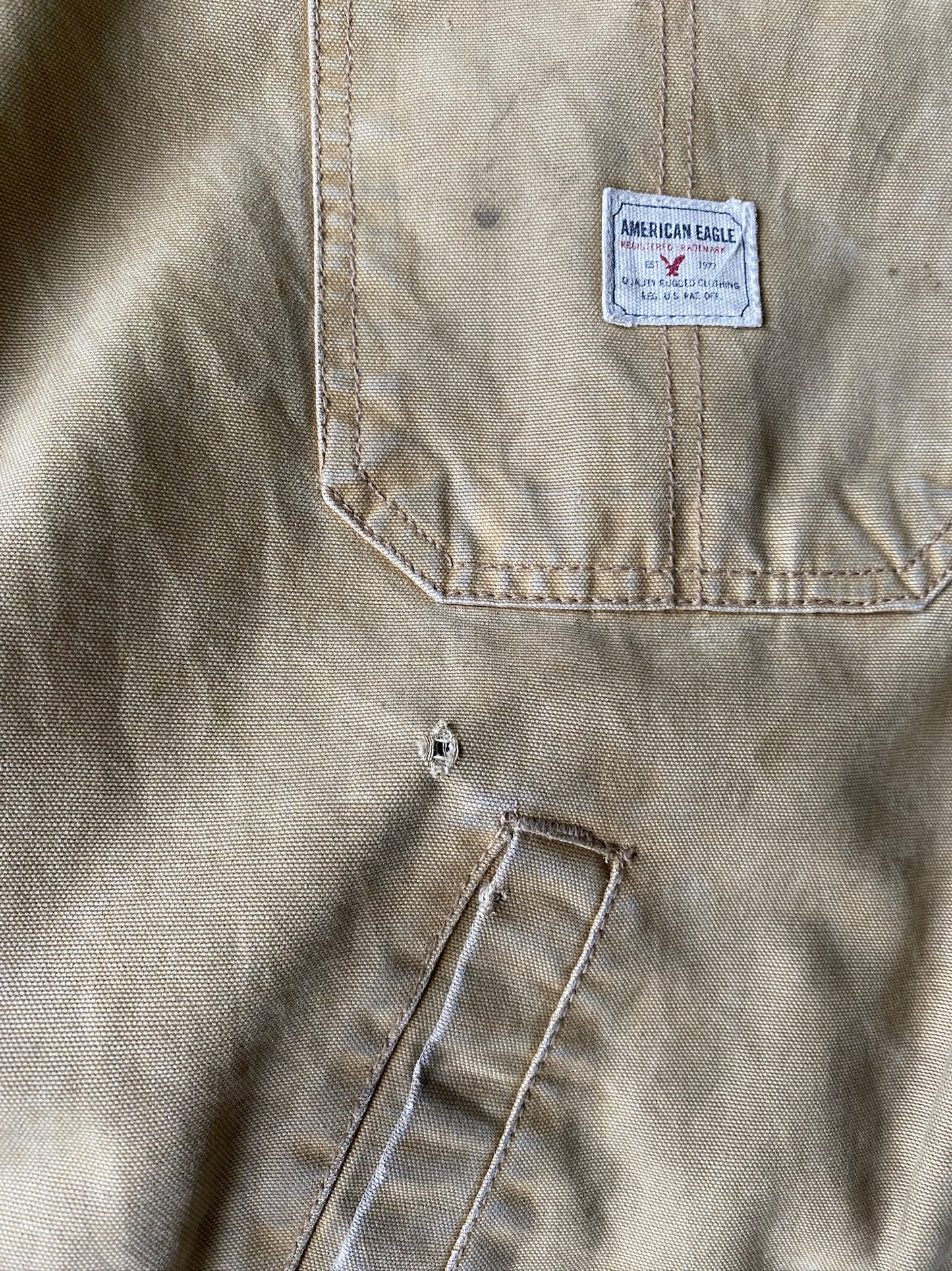 VINTAGE AMERICAN EAGLE TAN DETROIT JACKET - L