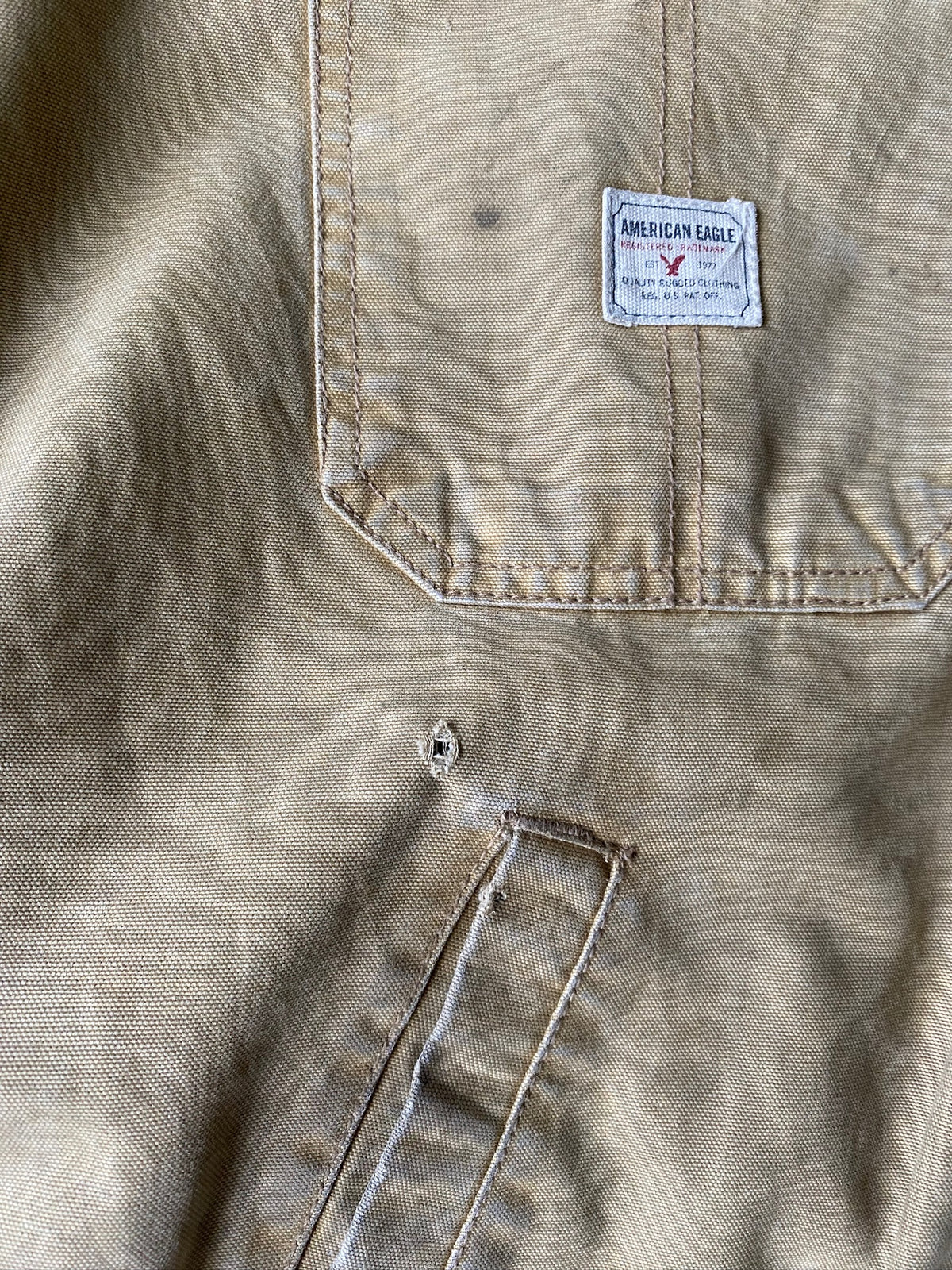 VINTAGE AMERICAN EAGLE TAN DETROIT JACKET - L