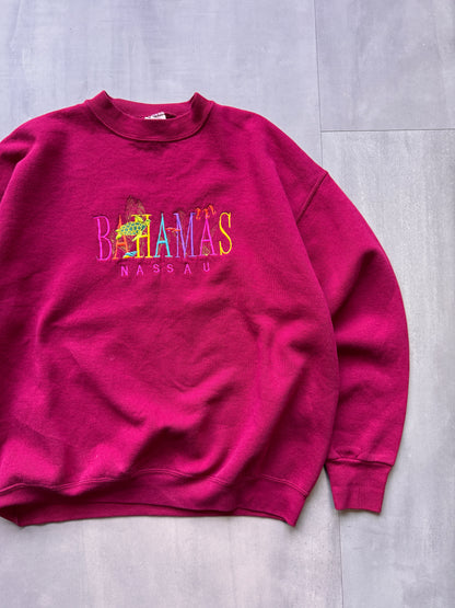 VINTAGE BAHAMAS NASSAU MAROON SWEATER - LARGE
