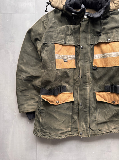 VINTAGE LAMARTINE FADED DARK GREEN HEAVY WORK JACKET - L