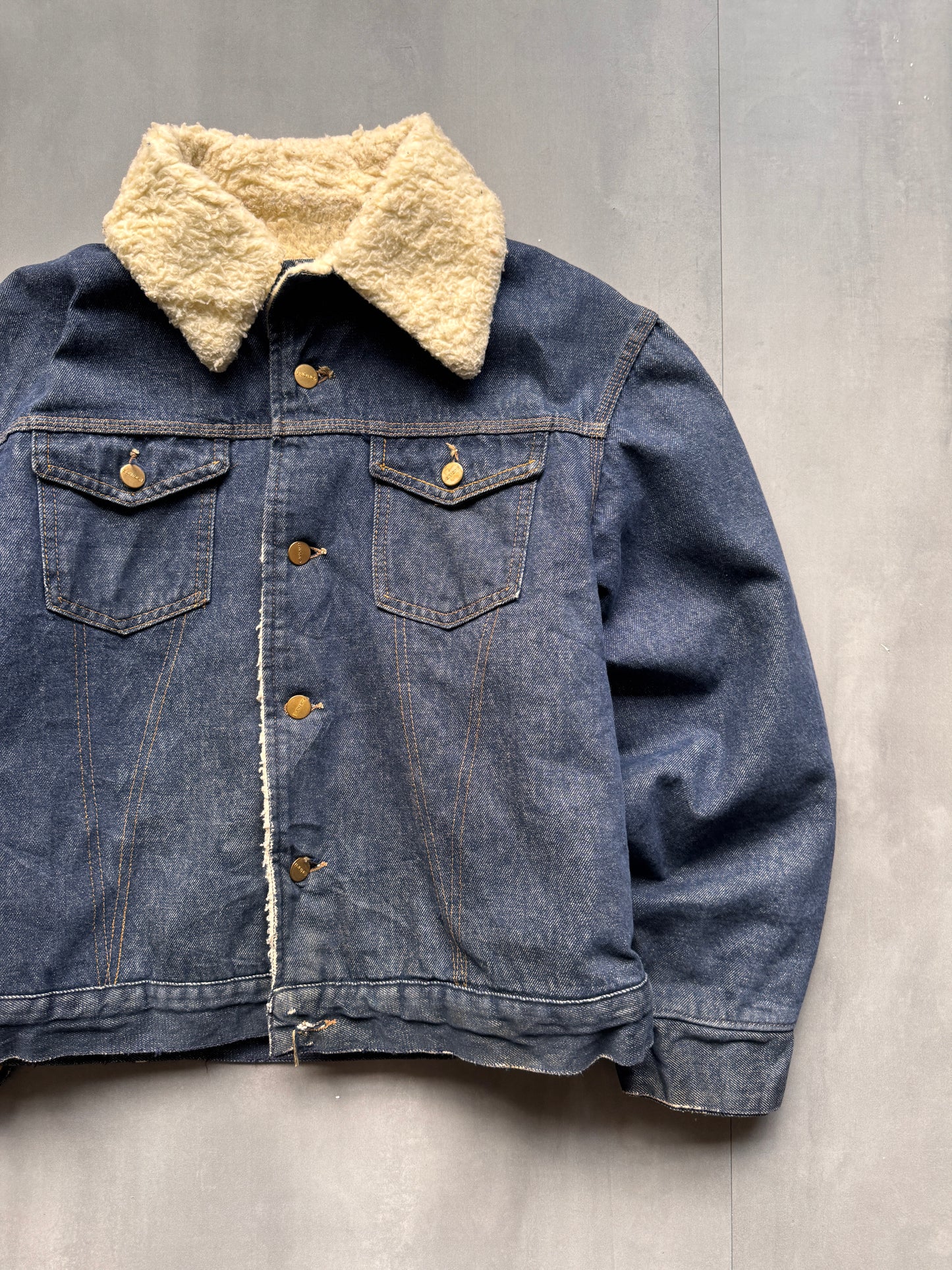 VINTAGE CARHARTT DENIM SHERPA LINED JACKET - S
