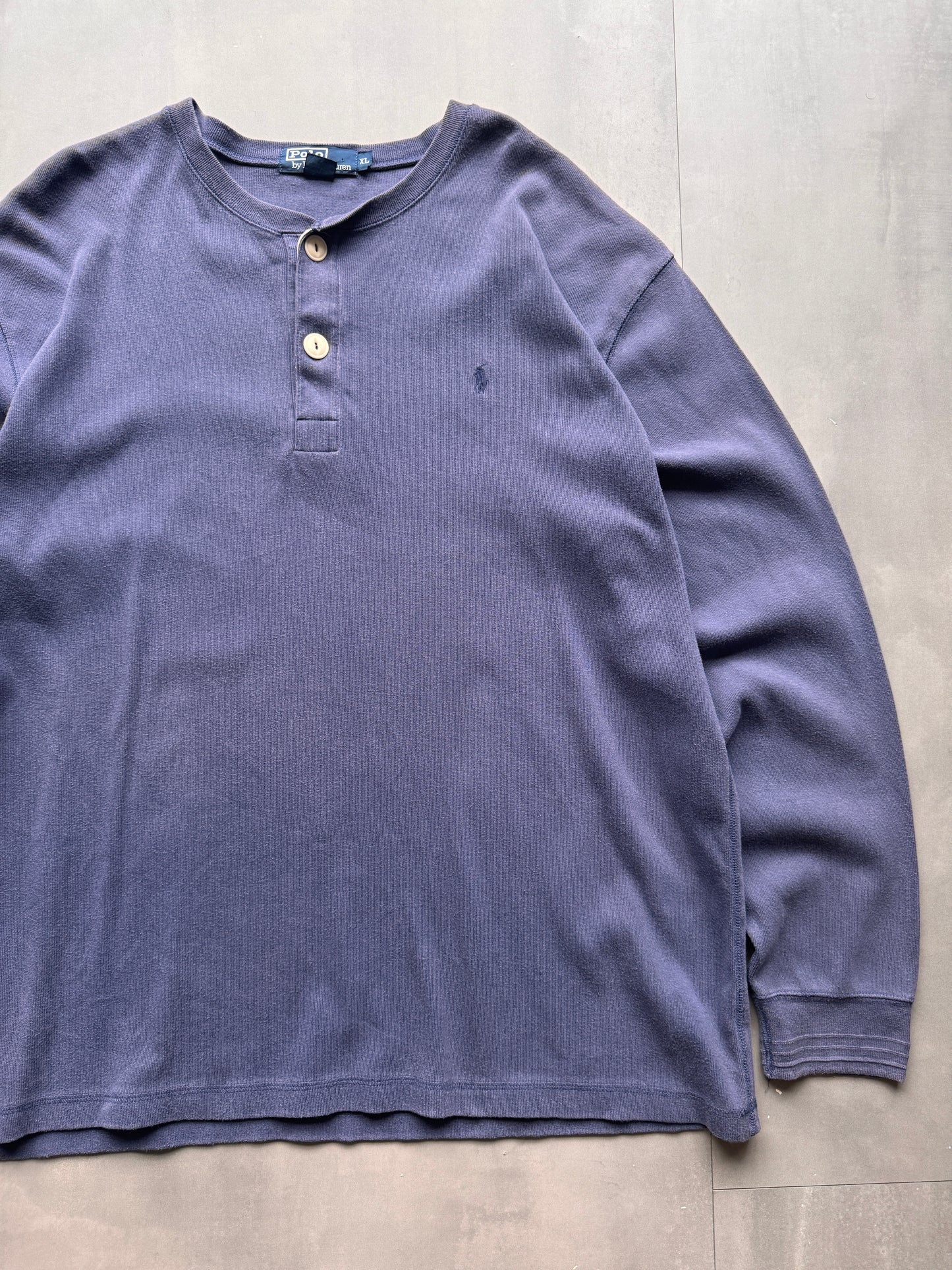 VINTAGE RALPH LAUREN POLO BLUE HENLEY SHIRT - XL