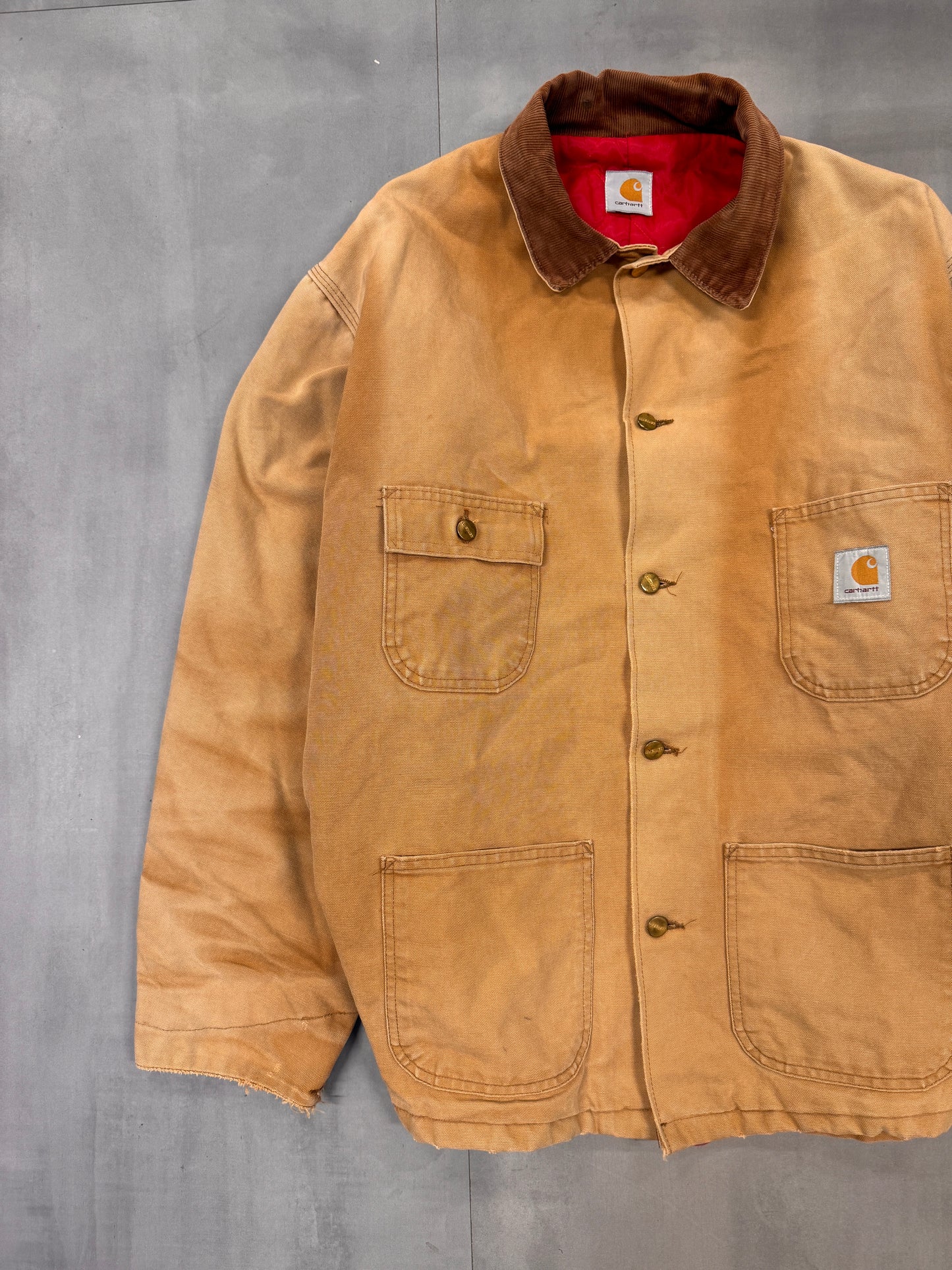 CARHARTT FADED TAN CHORE JACKET - XLARGE