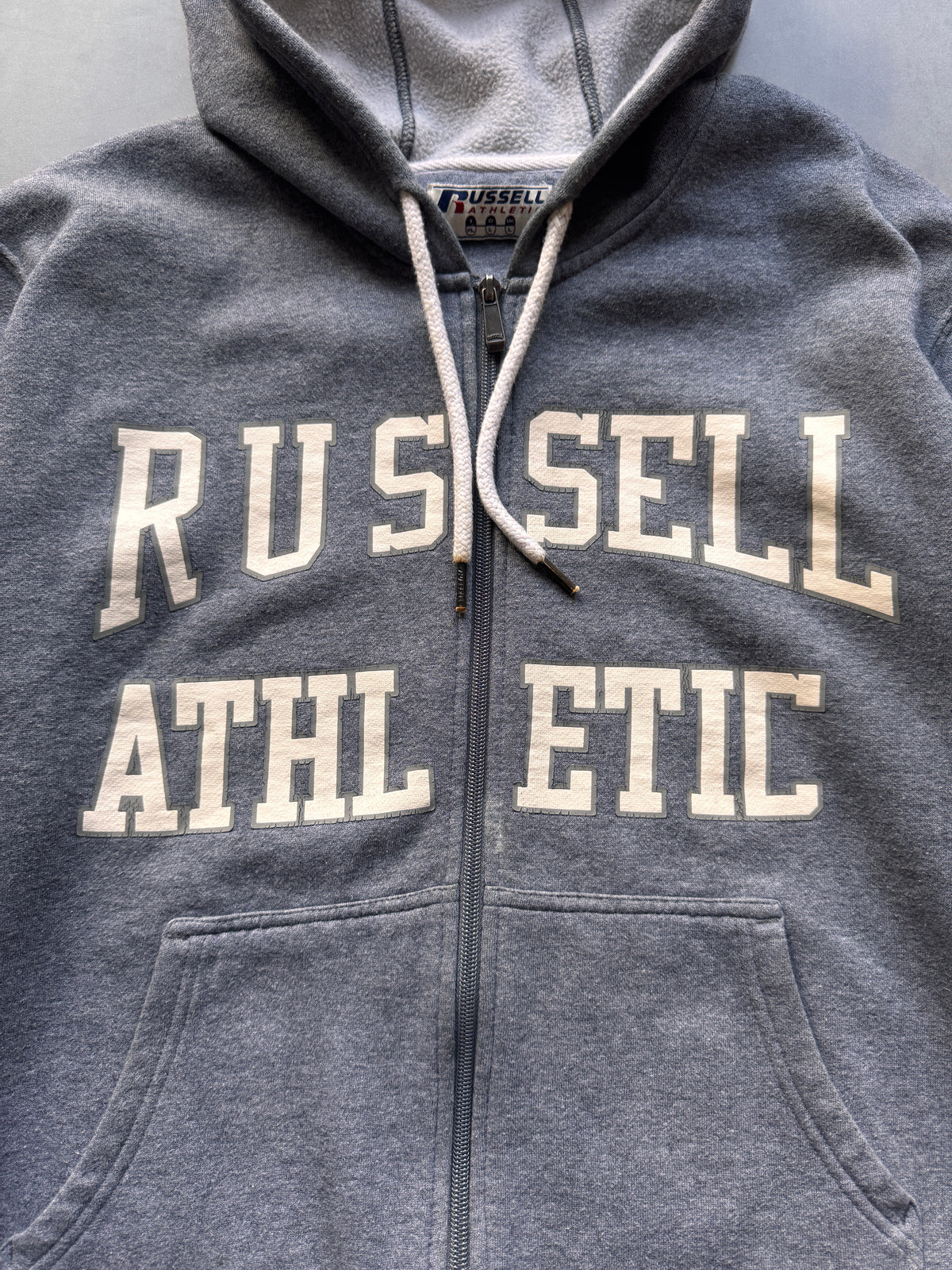 VINTAGE RUSSELL ATHLETIC GREY ZIP UP HOODIE - L