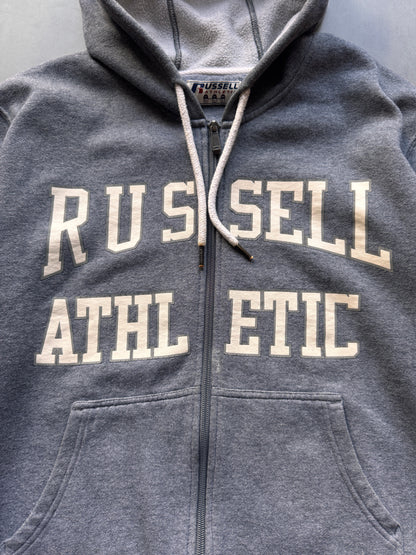 VINTAGE RUSSELL ATHLETIC GREY ZIP UP HOODIE - L