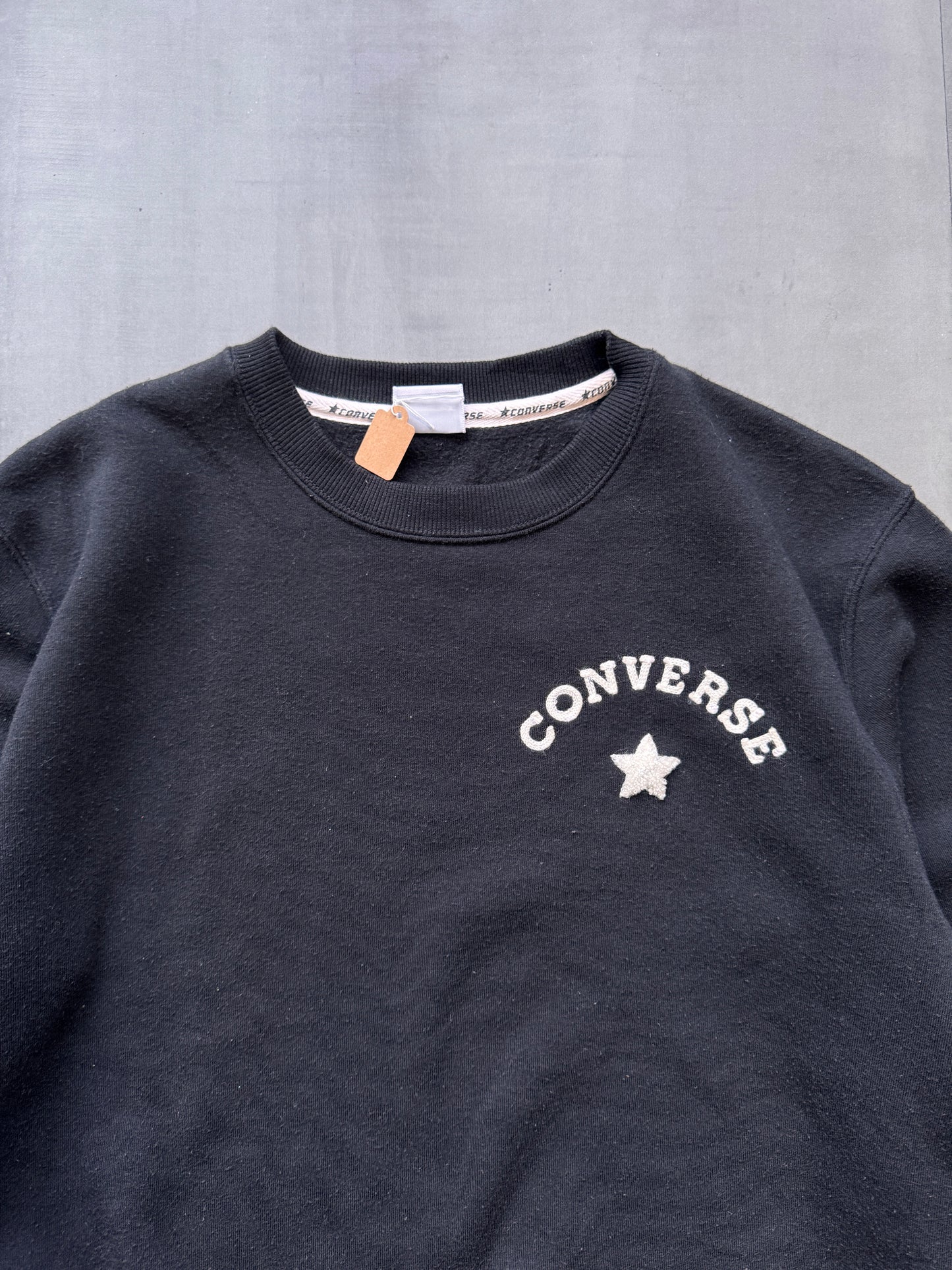 VINTAGE CONVERSE BLACK SWEATER - SMALL