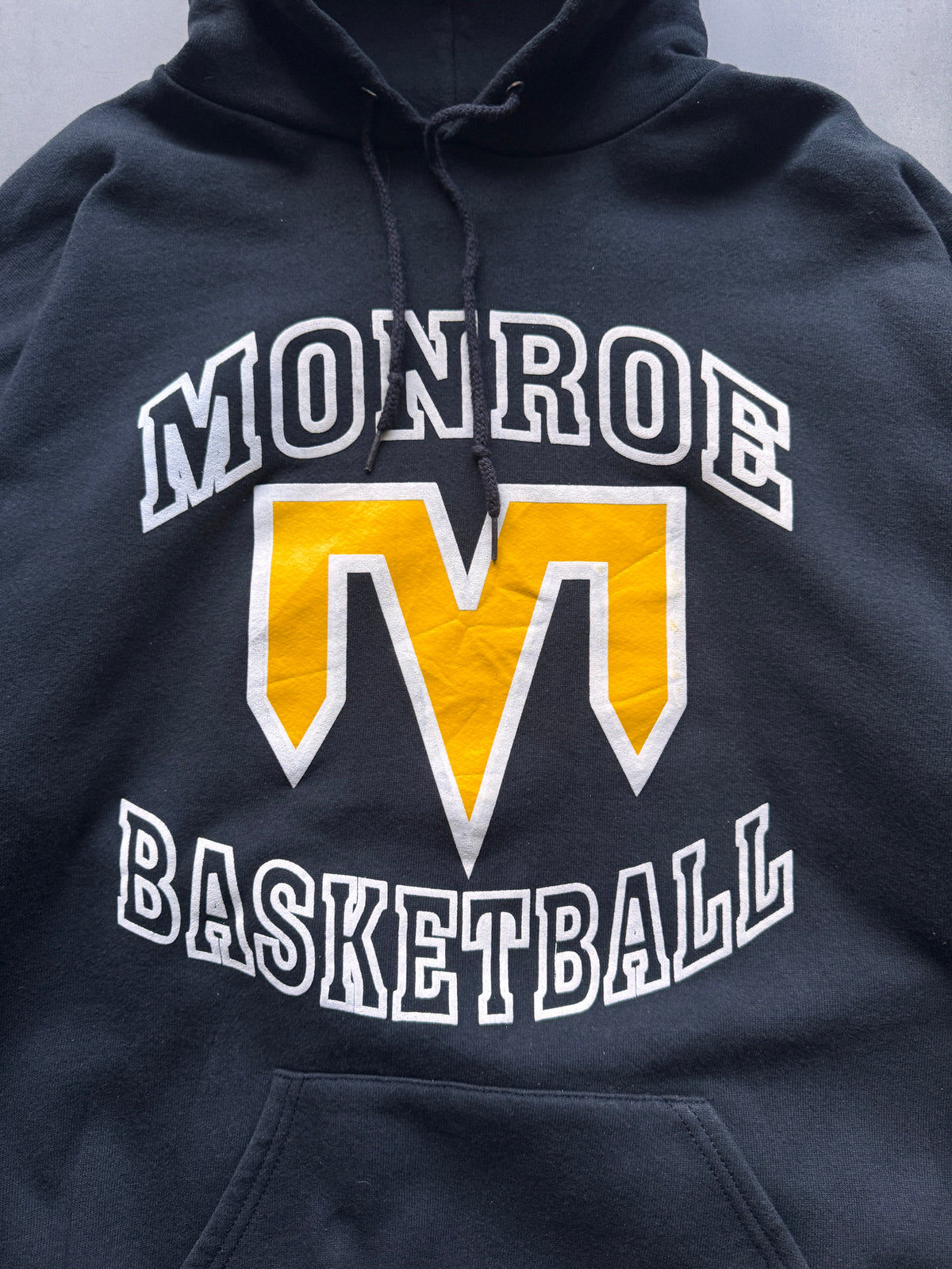VINTAGE LEE MONROE BASKETBALL BLACK HEAVYWEIGHT HOODIE - LARGE