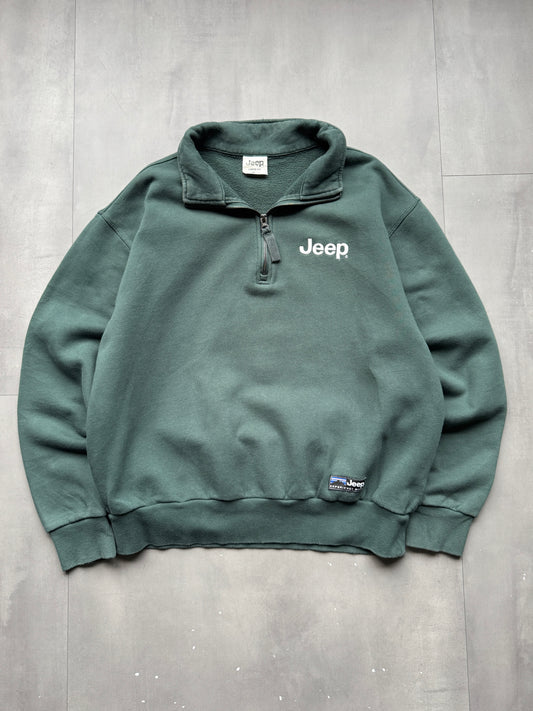 VINTAGE JEEP GREEN 1/4 ZIP SWEATER - L