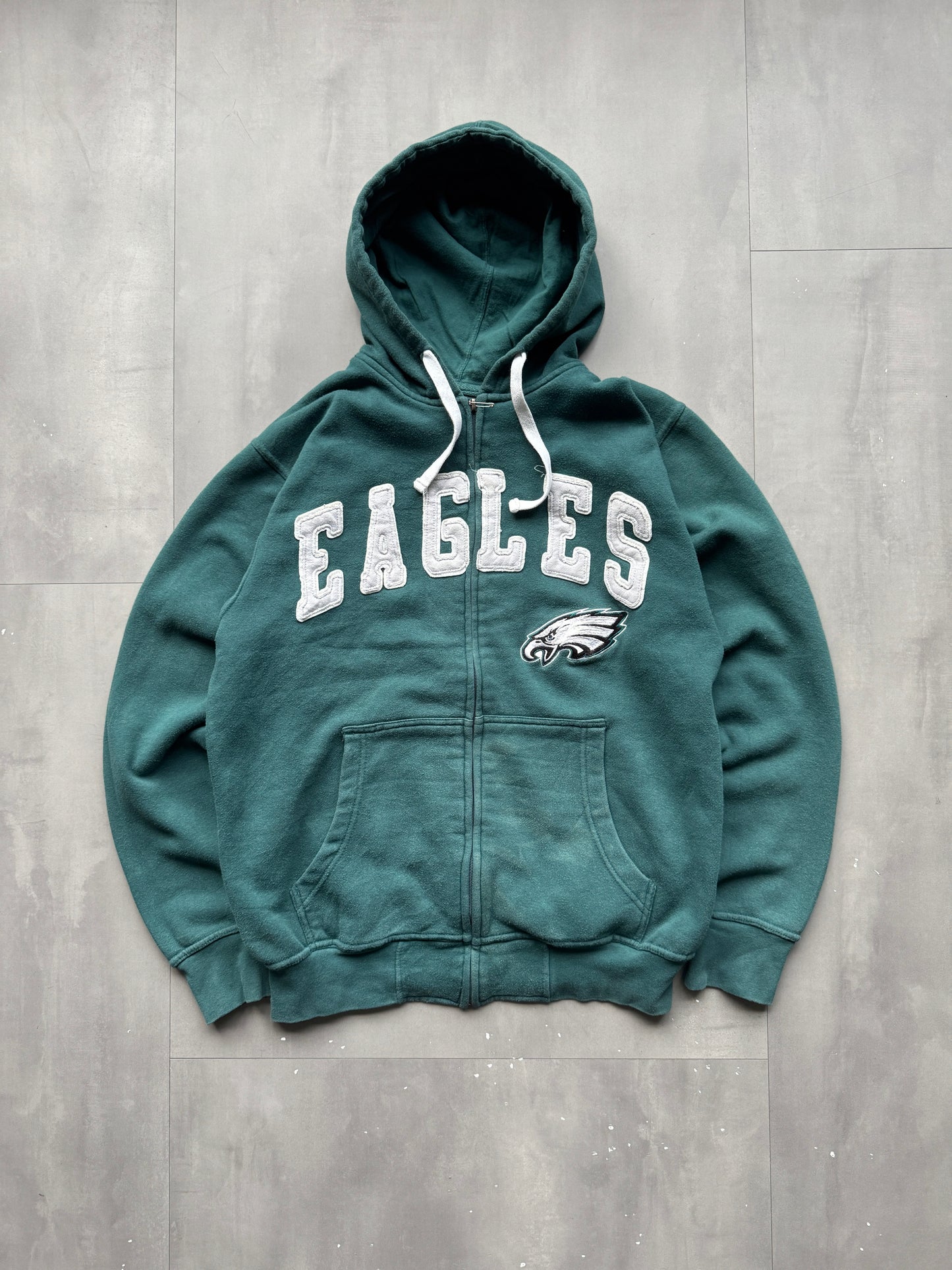 VINTAGE NFL PHILEDELPHIA EAGLES GREEN ZIP-UP HOODIE - M