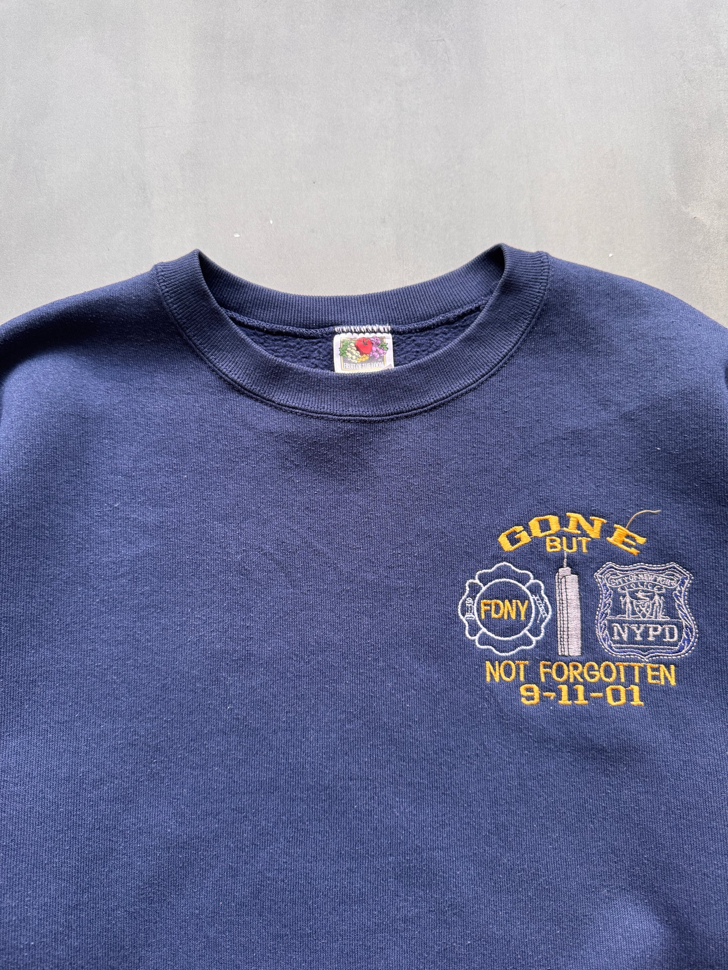VINTAGE 9/11 MEMORIAL NAVY SWEATER - L