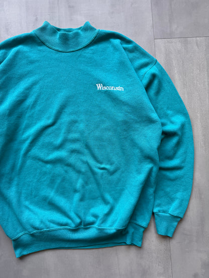 VINTAGE LEE WISCONSIN TEAL SWEATER - LARGE