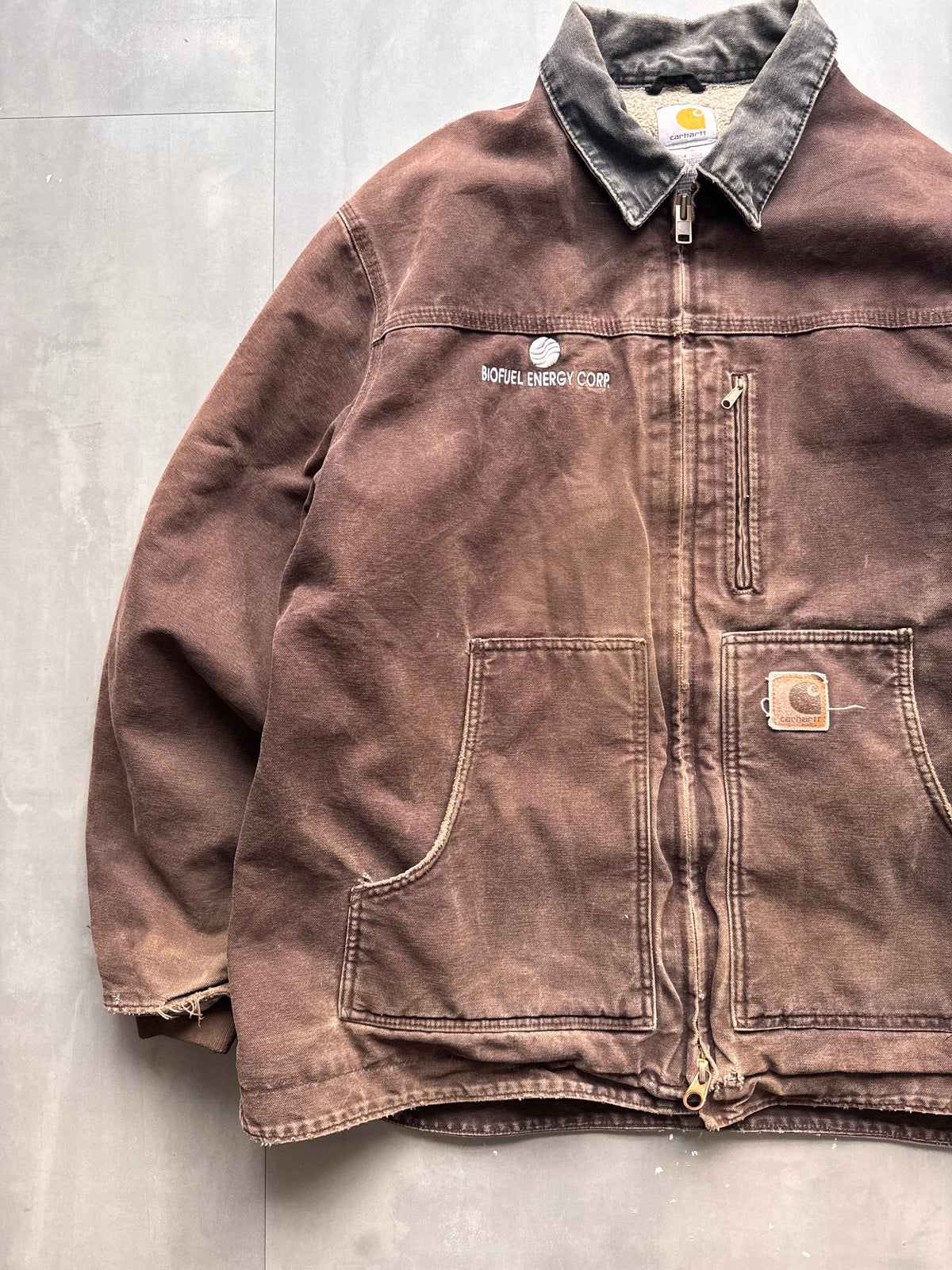 VINTAGE CARHARTT DARK BROWN SHERPA LINED ARCTIC JACKET - XL