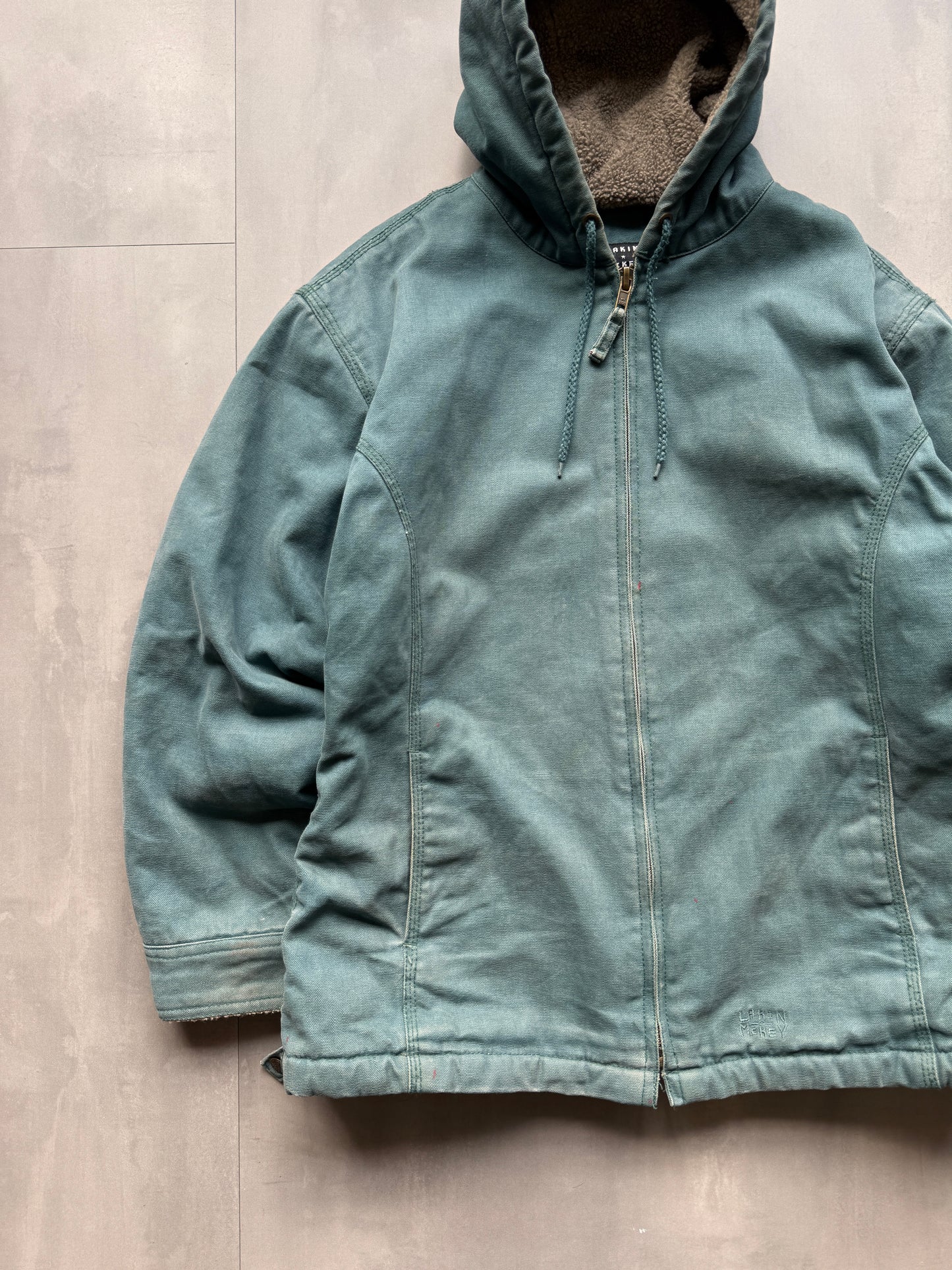 VINTAGE FADED GREEN SHERPA LINED ACTIVE JACKET - L