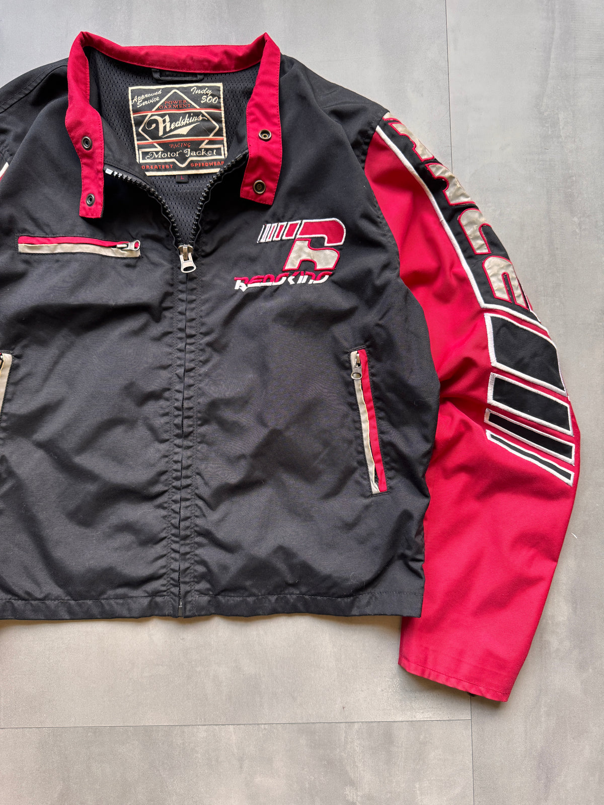VINTAGE REDSKINS MOTORCYCLE JACKET - L