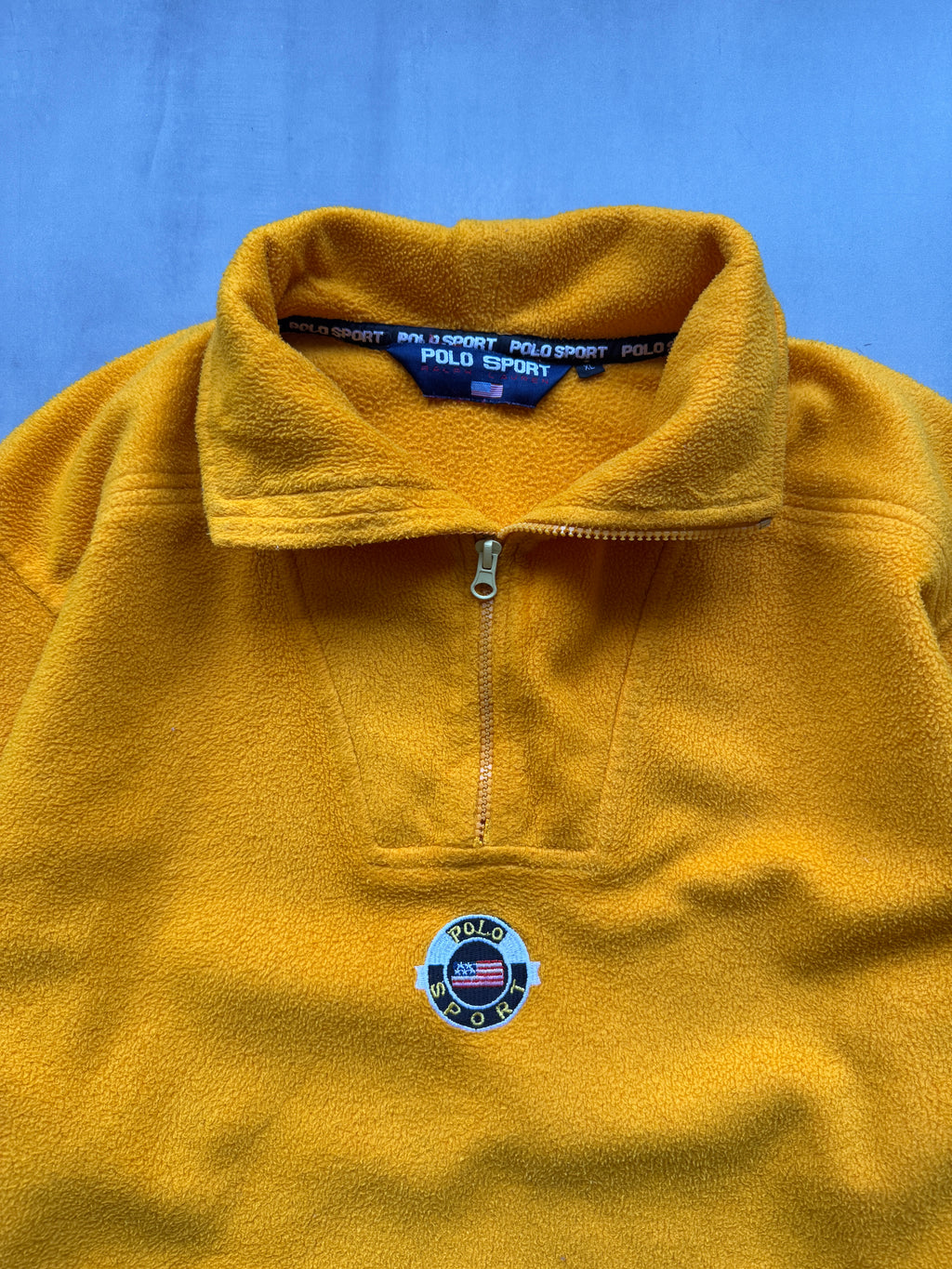 VINTAGE RALPH LAUREN POLO SPORT YELLOW FLEECE SWEATER - XL