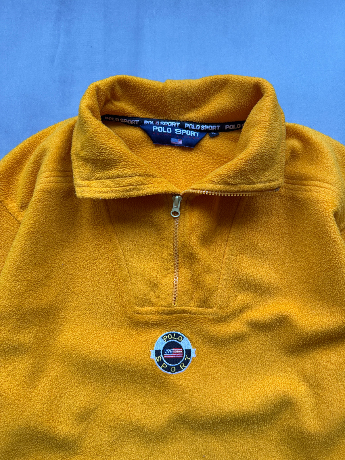 VINTAGE RALPH LAUREN POLO SPORT YELLOW FLEECE SWEATER - XL