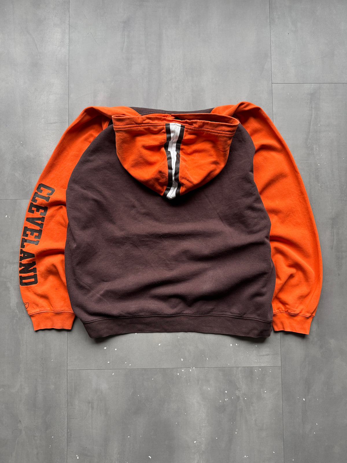 VINTAGE NFL CLEVELAND BROWNS ORANGE/BROWN HOODIE - XL