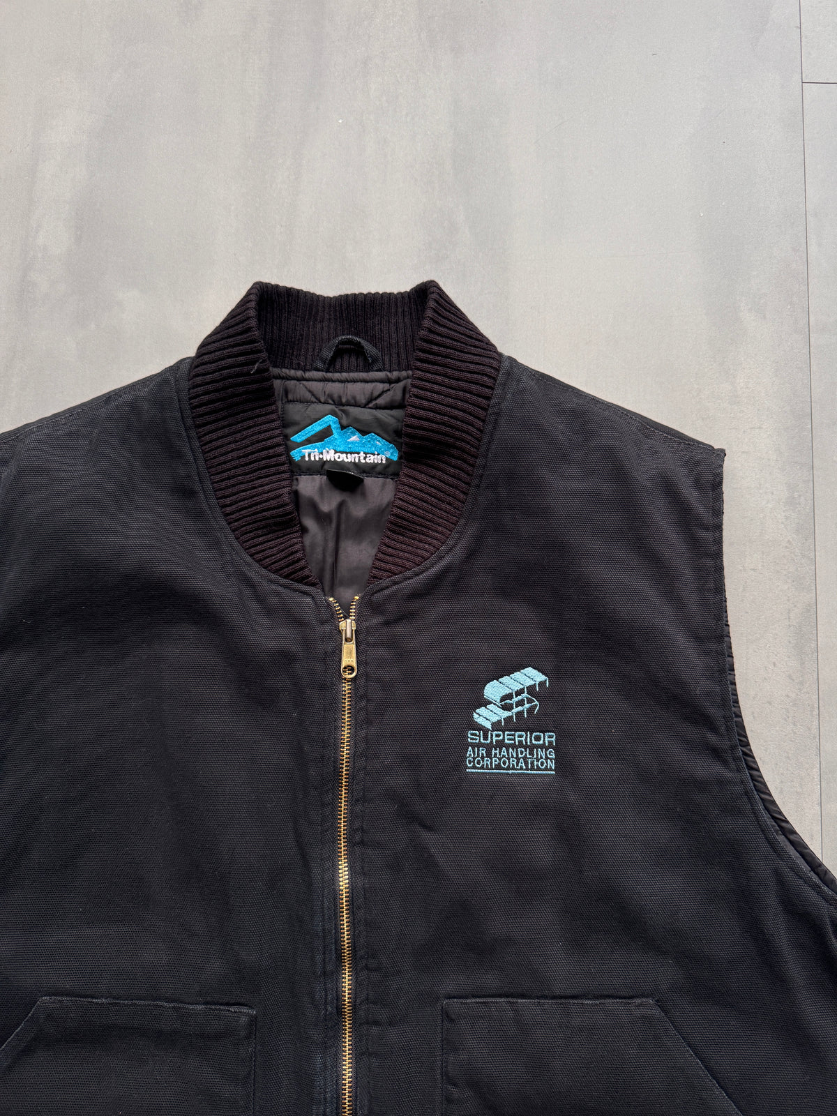 VINTAGE TRI-MOUNTAIN BLACK WORK GILET - XXL