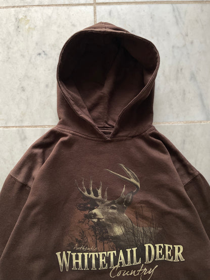 WHITETAIL DEER COUNTRY BROWN HOODIE - LARGE