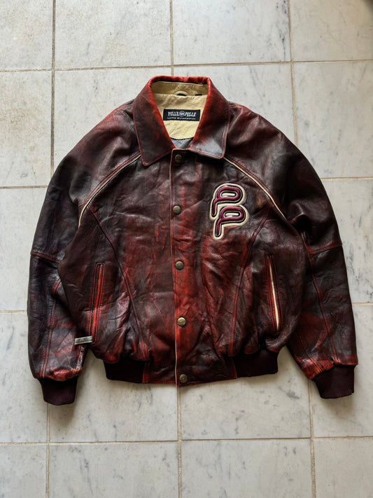 PELLE PELLE RED/BROWN LEATHER JACKET - XLARGE