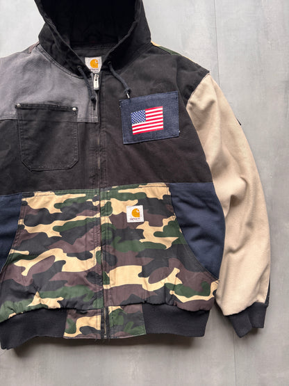 VINTAGE CARHARTT REWORKED CAMO PATTERN ACTIVE JACKET - L