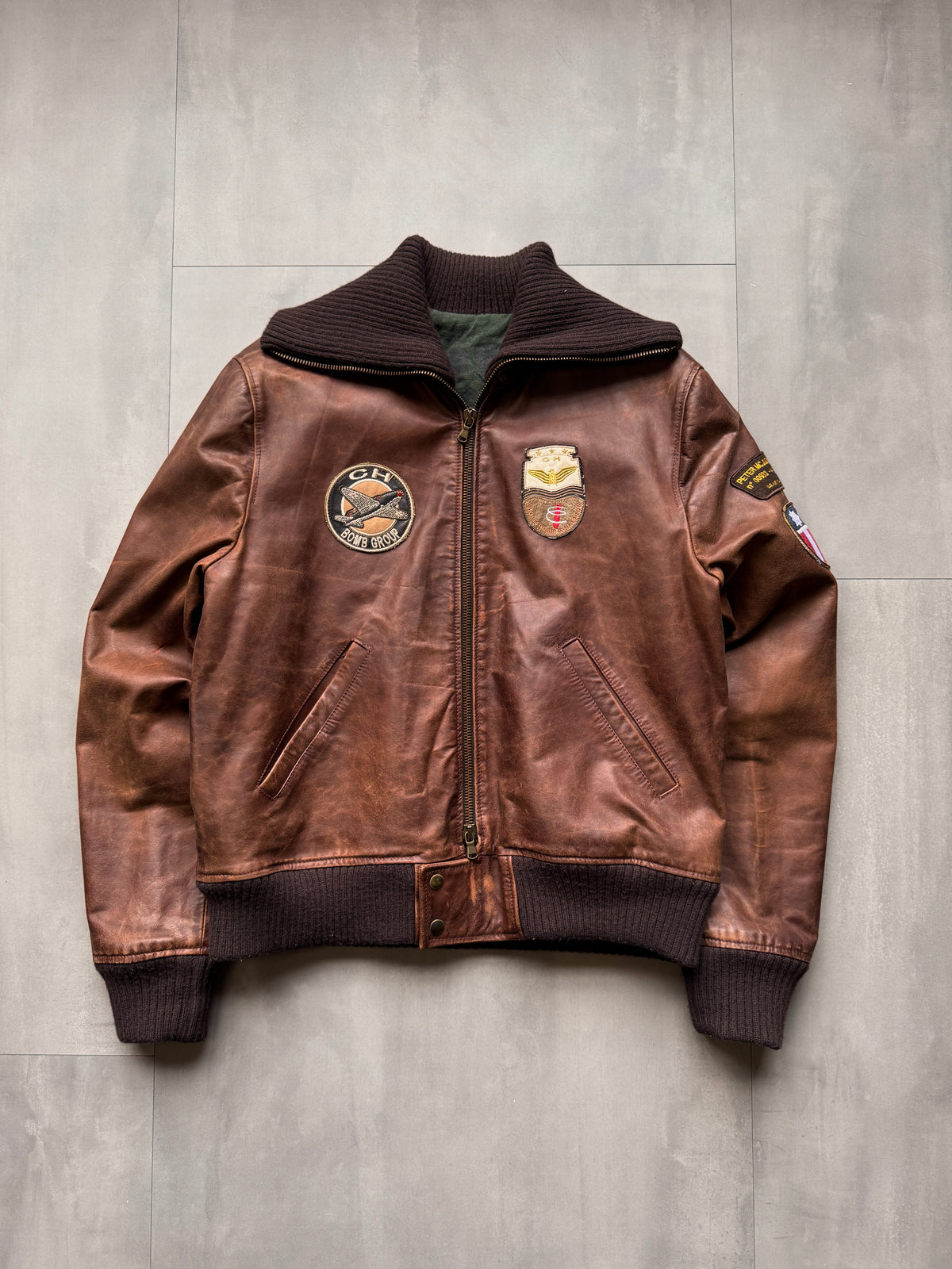 VINTAGE BROWN LEATHER PILOT JACKET - XL