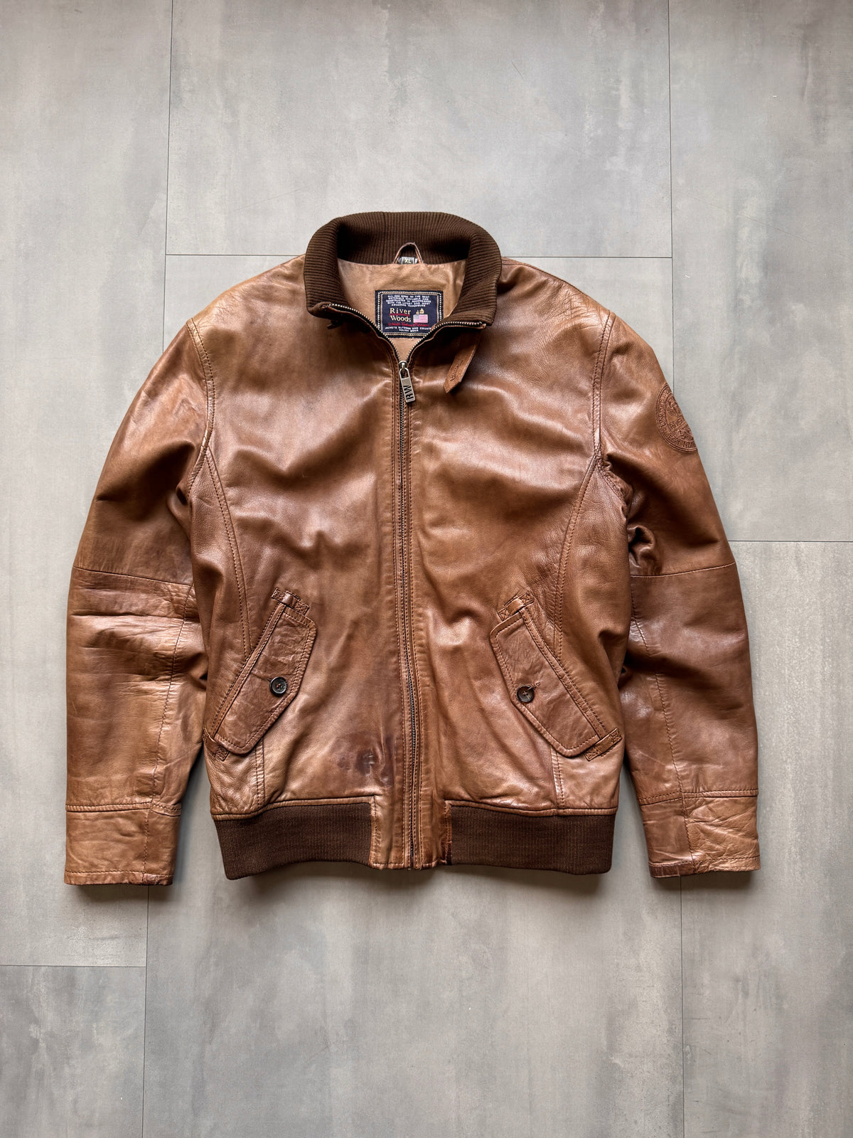 VINTAGE RIVERWOOD BROWN LEATHER JACKET - L