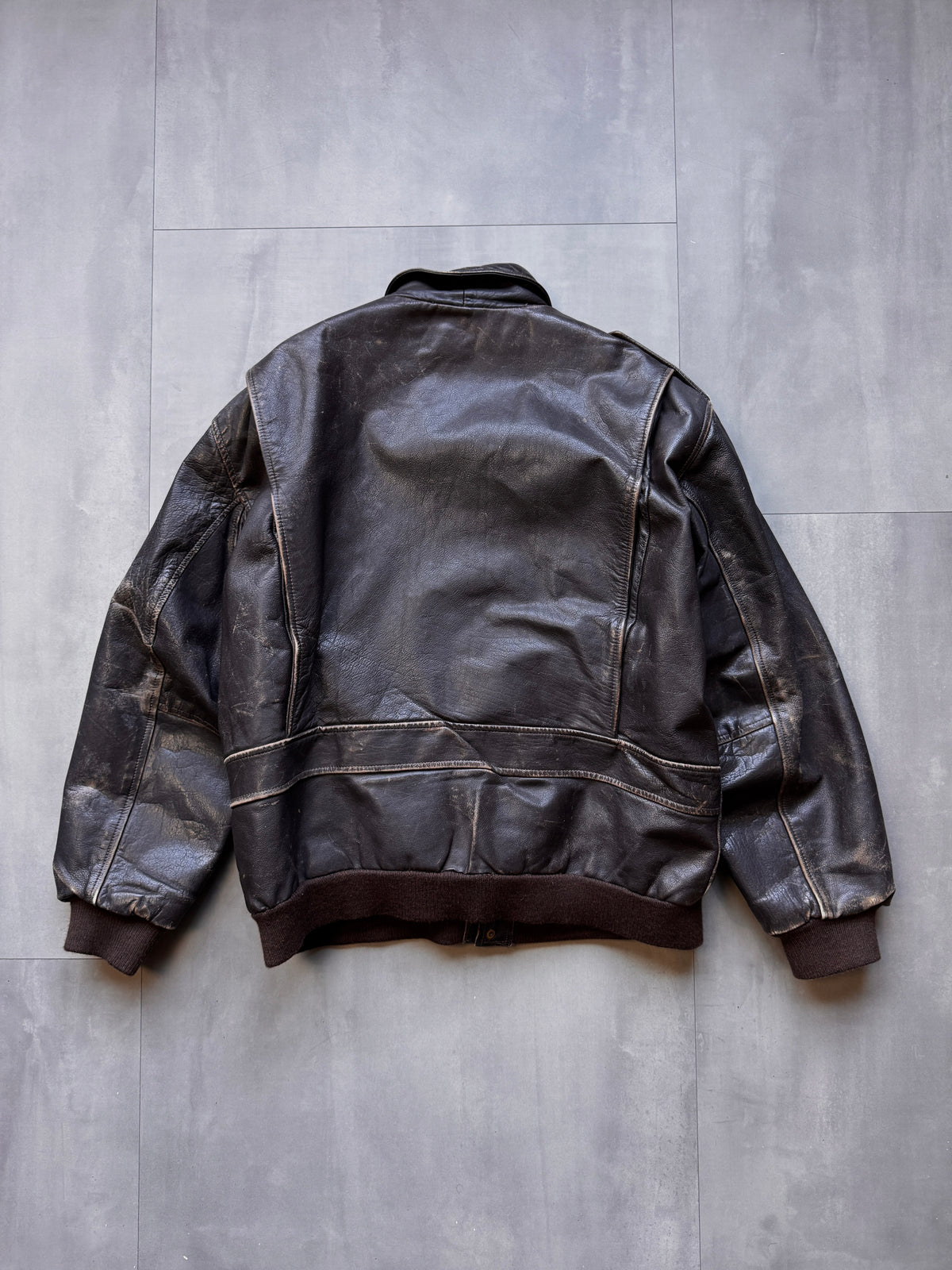 VINTAGE REDSKINS BLACK AGED LEATHER JACKET - XLARGE