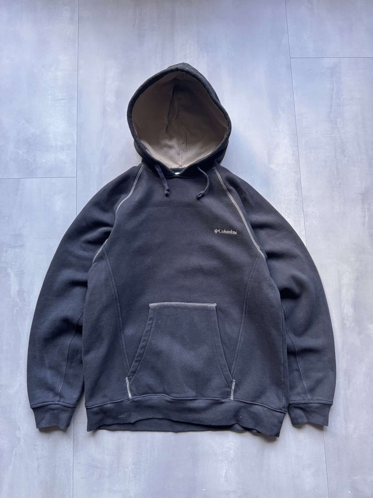 VINTAGE COLUMBIA GREY/BROWN HOODIE - S