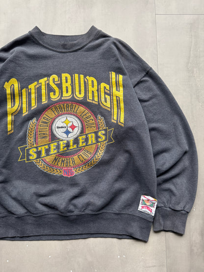 VINTAGE NUTMEG NFL PITTSBURGH STEELERS 90s GREY SWEATER - L