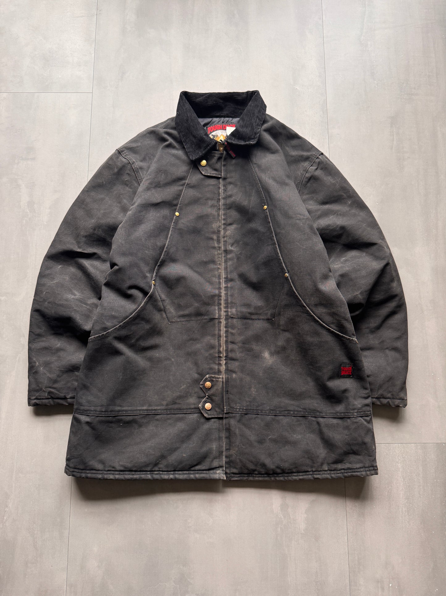 VINTAGE TOUGH DUCK BLACK WORKWEAR JACKET - XL