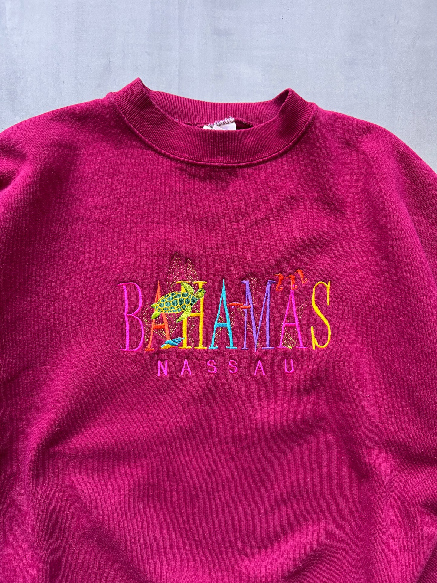 VINTAGE BAHAMAS NASSAU MAROON SWEATER - LARGE