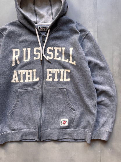 VINTAGE RUSSELL ATHLETIC GREY ZIP UP HOODIE - L