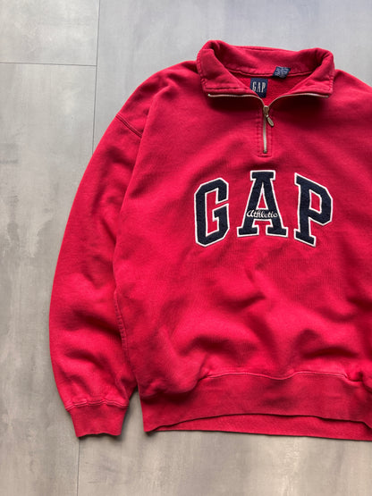 VINTAGE GAP 1/4 ZIP LIGHT RED SWEATER - M