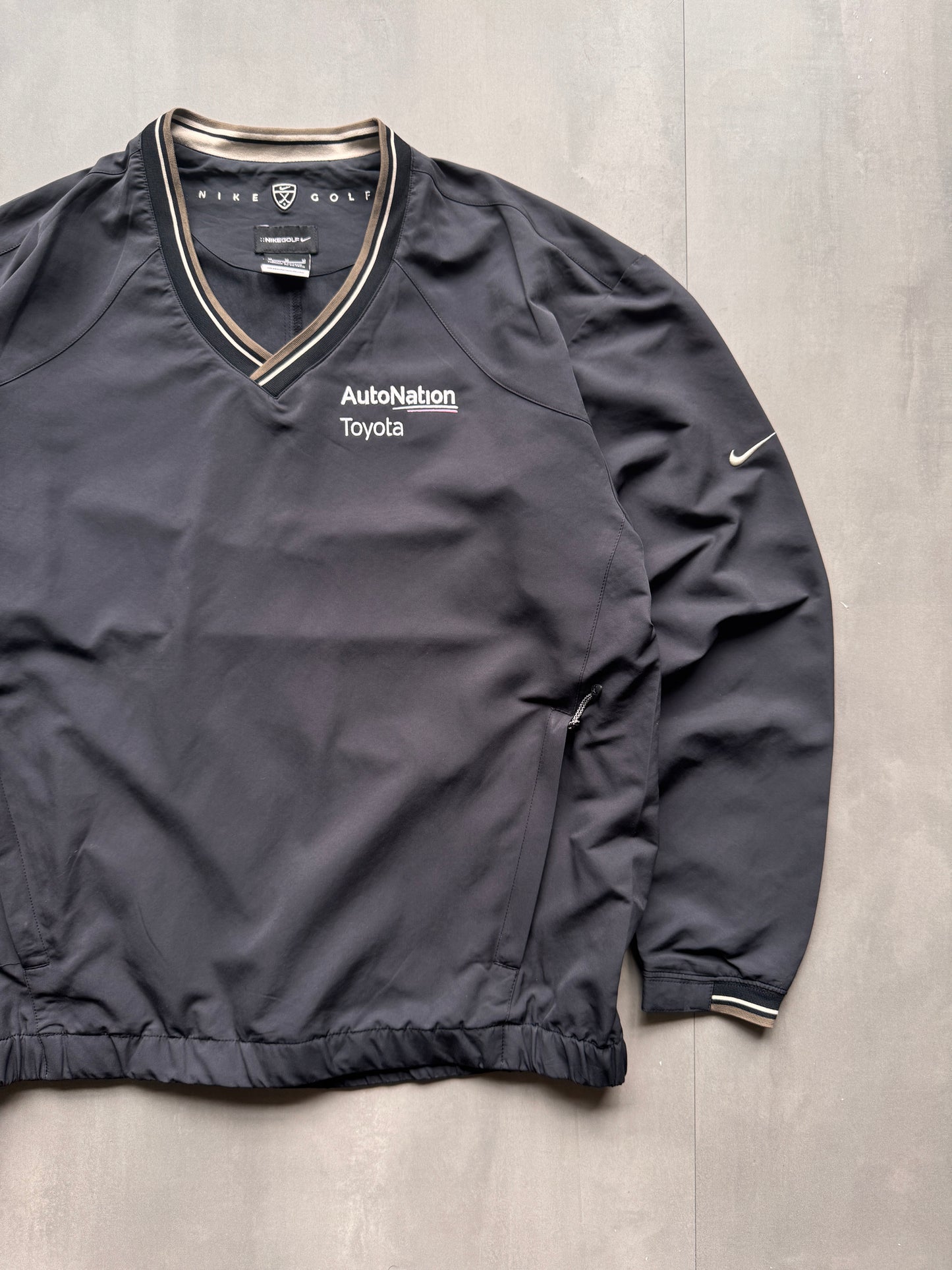 VINTAGE NIKE GOLF TOYOTA BLACK WINDBREAKER - M
