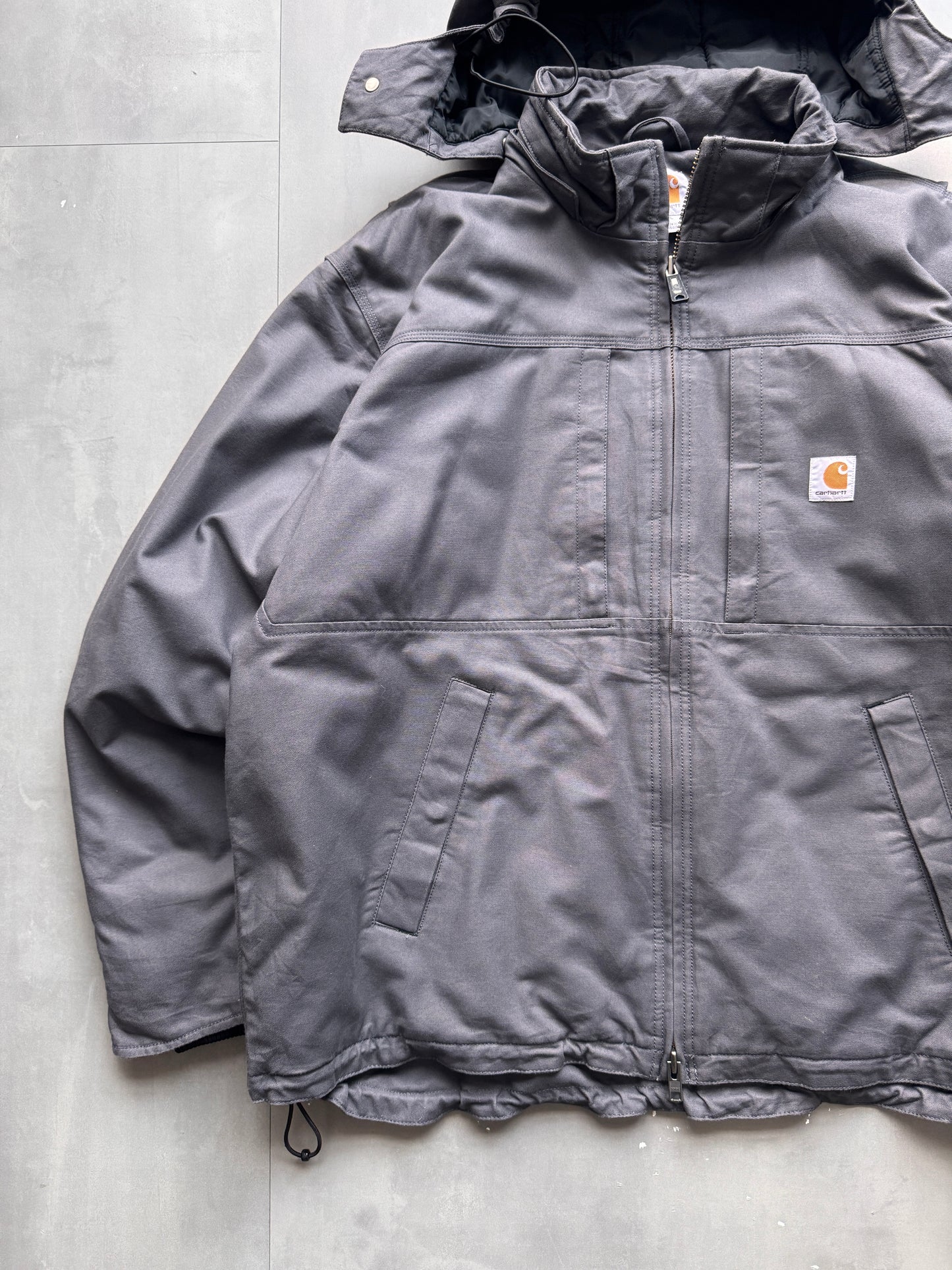 VINTAGE CARHARTT GREY FULLSWING WORK JACKET - XL