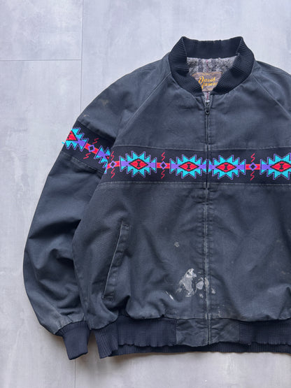 VINTAGE DAVIS JAMES NAVY AZTEC SANTA FE JACKET - L