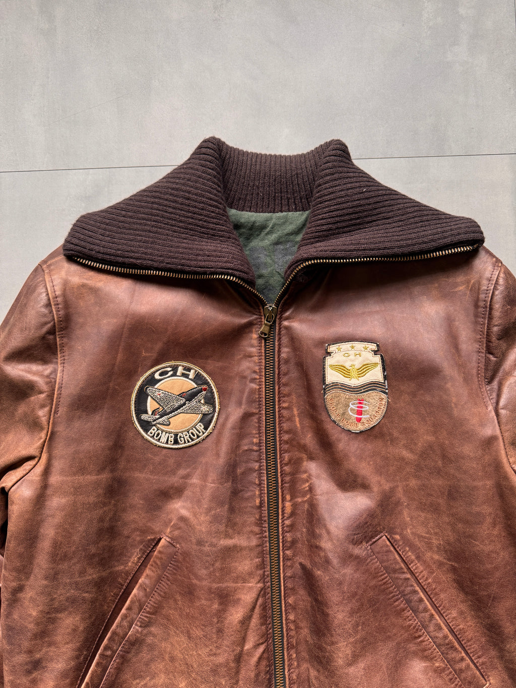 VINTAGE BROWN LEATHER PILOT JACKET - XL