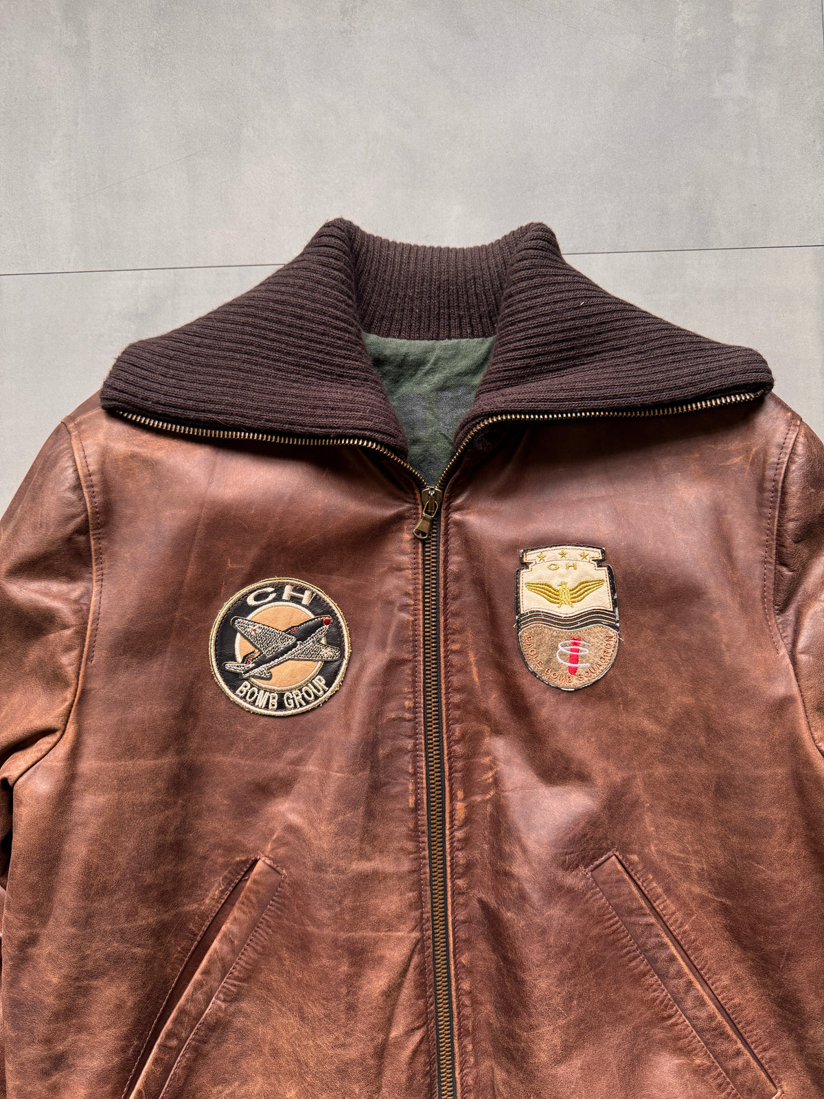 VINTAGE BROWN LEATHER PILOT JACKET - XL