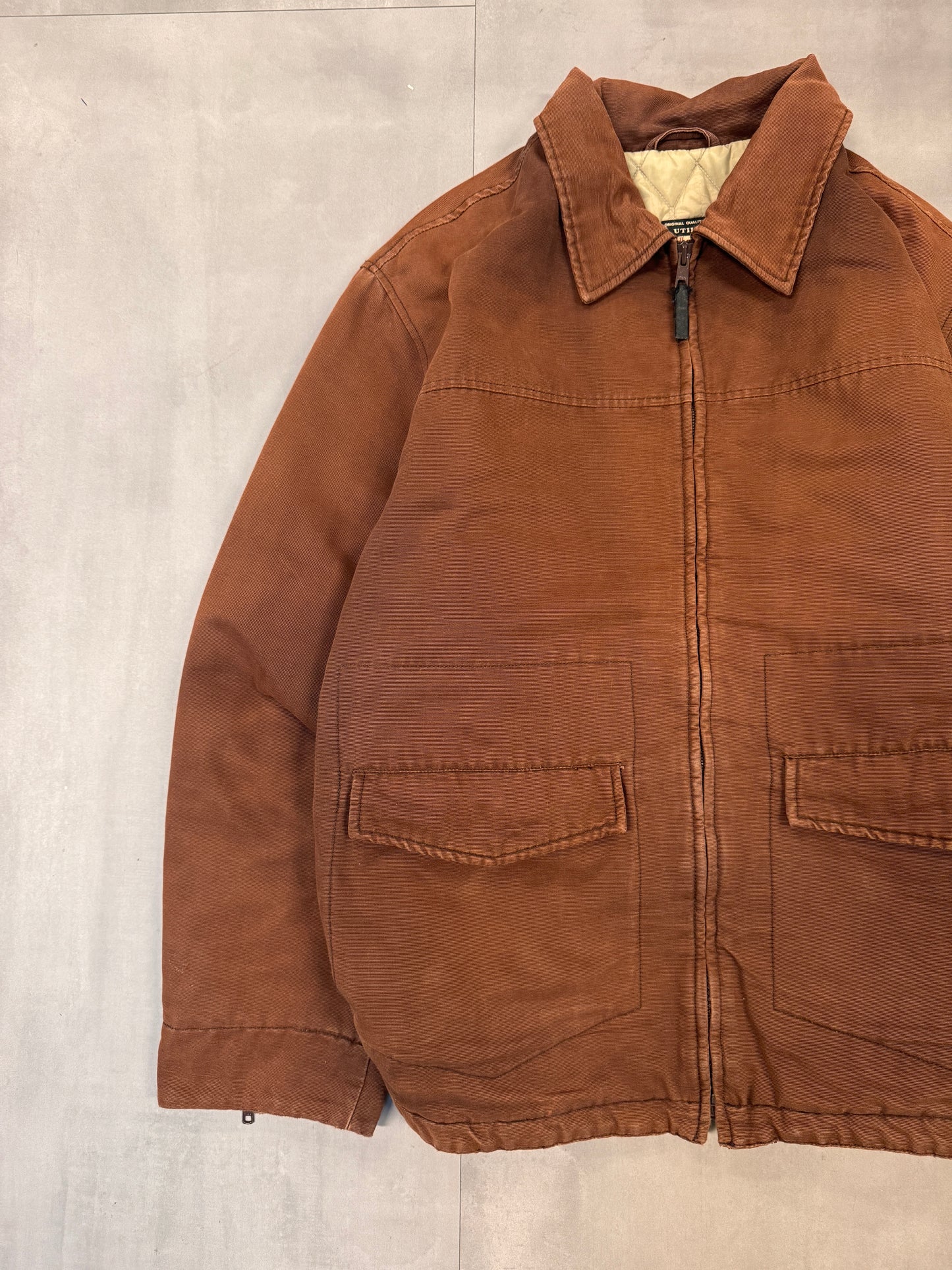 MARLBORO CLASSICS UTILITY PADDED BROWN TRUCKER JACKET - XLARGE