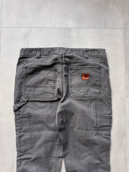 VINTAGE CARHARTT DOUBLE KNEE GREY CARPENTER PANTS - 30