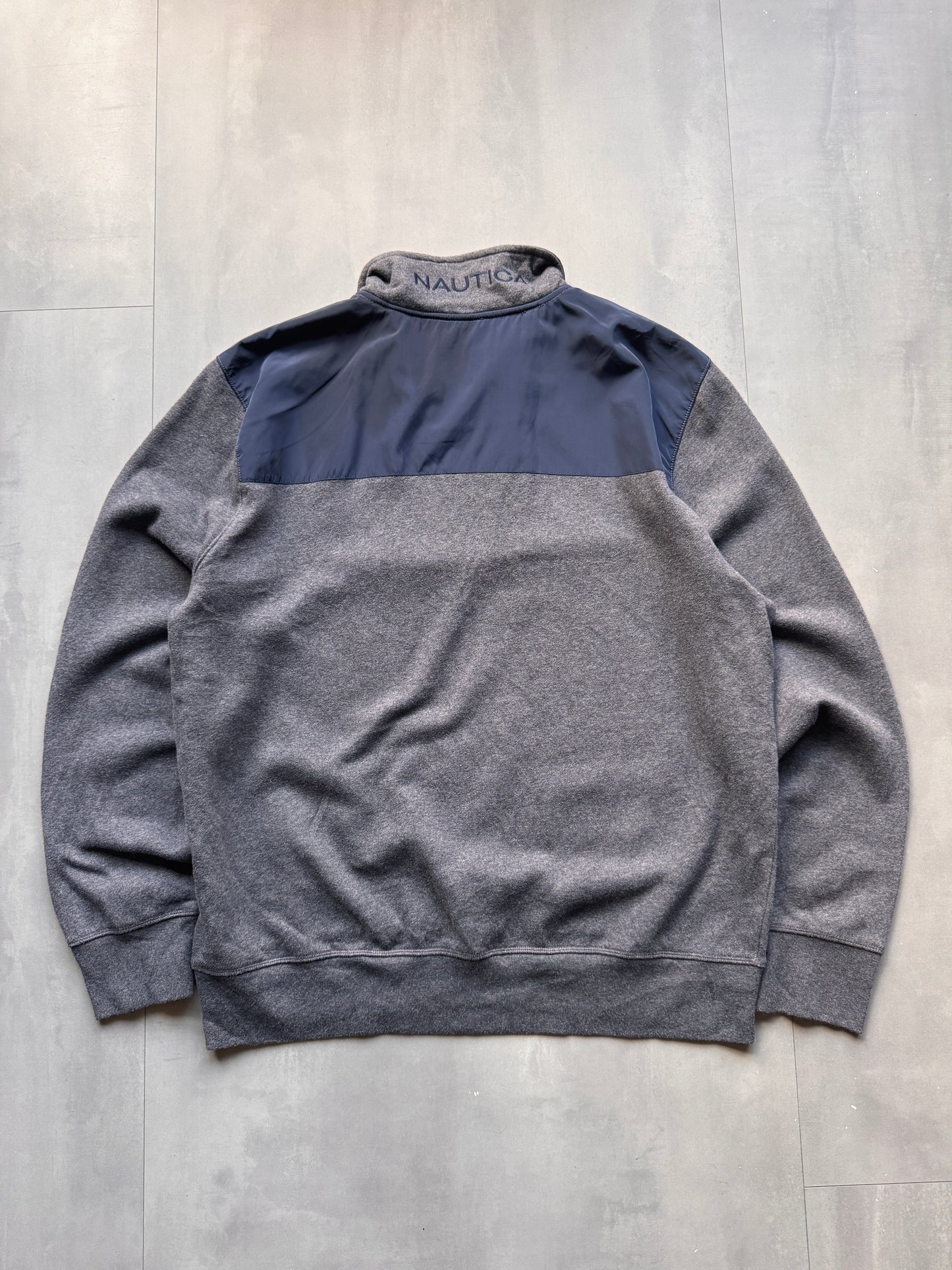 VINTAGE NAUTICA GREY 1/4 ZIP SWEATER - XL